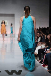 Yasmin Zaman - Aqua Printed Handkerchief Style Dress